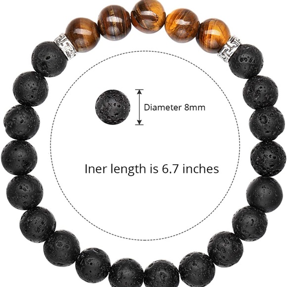 NEW Tigers Eye Essential Oil Diffuser Bracelet White Natural Lava stone - Picture 7 of 8